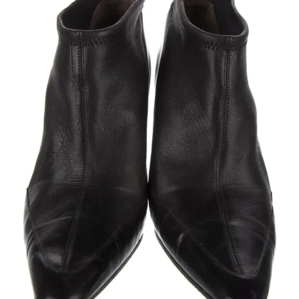 Gucci Black calf Leather Heeled Ankle Slip On Booties US 8.5 - Picture 4 of 6